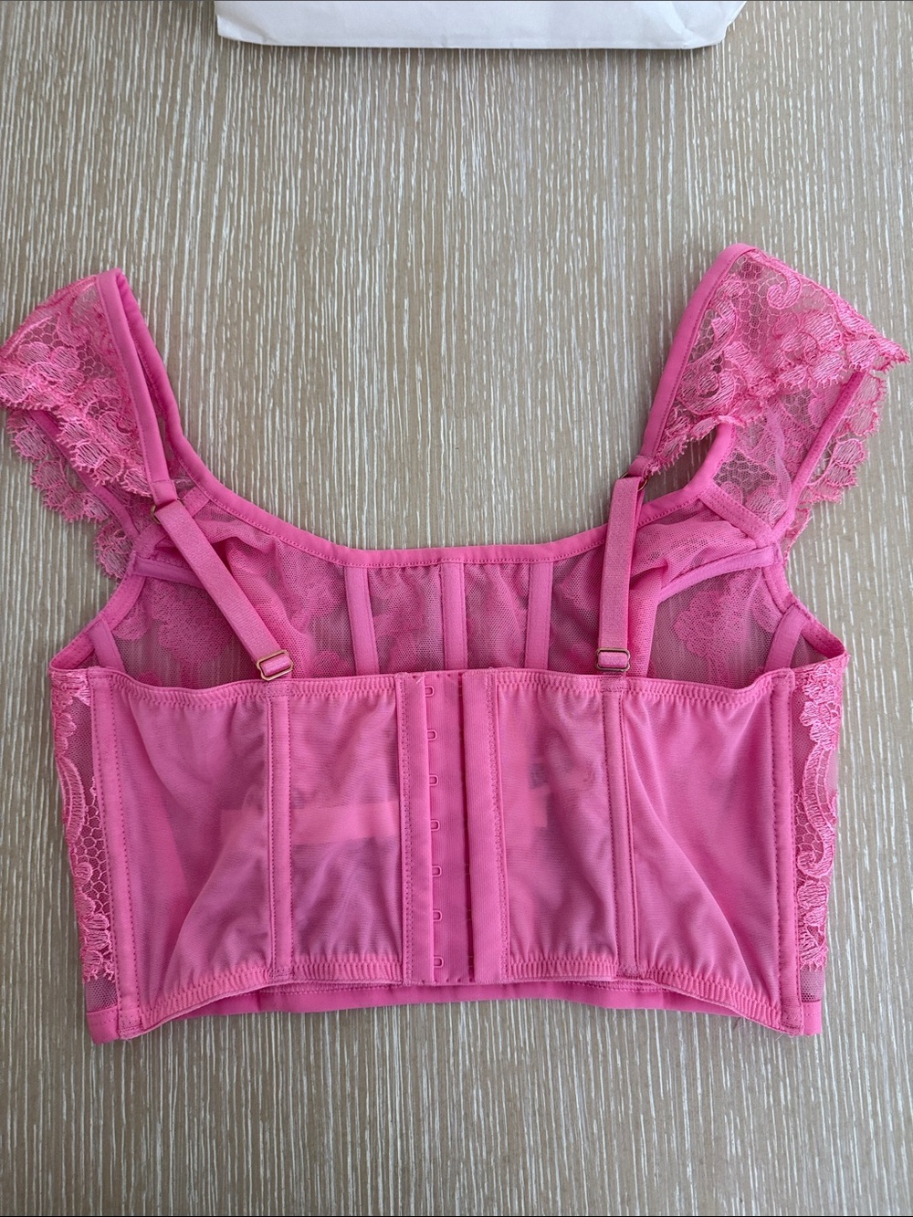 Victoria's Secret Cropped Corset Bustier BRA Top Lace Mesh Pink Fairy Sz S - DD - Picture 4 of 7